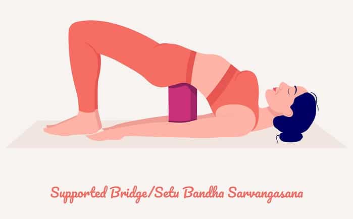 posture demi pont bolster yoga